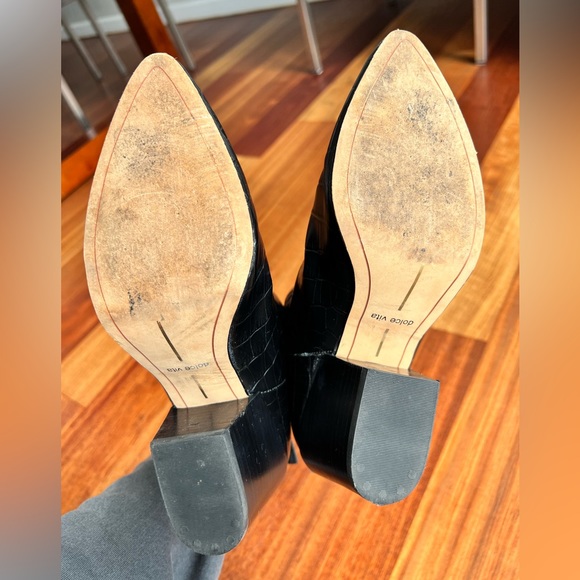 Dolce Vita Coltan Croc Heeled Leather Ankle Bootie Black - Picture 6 of 7